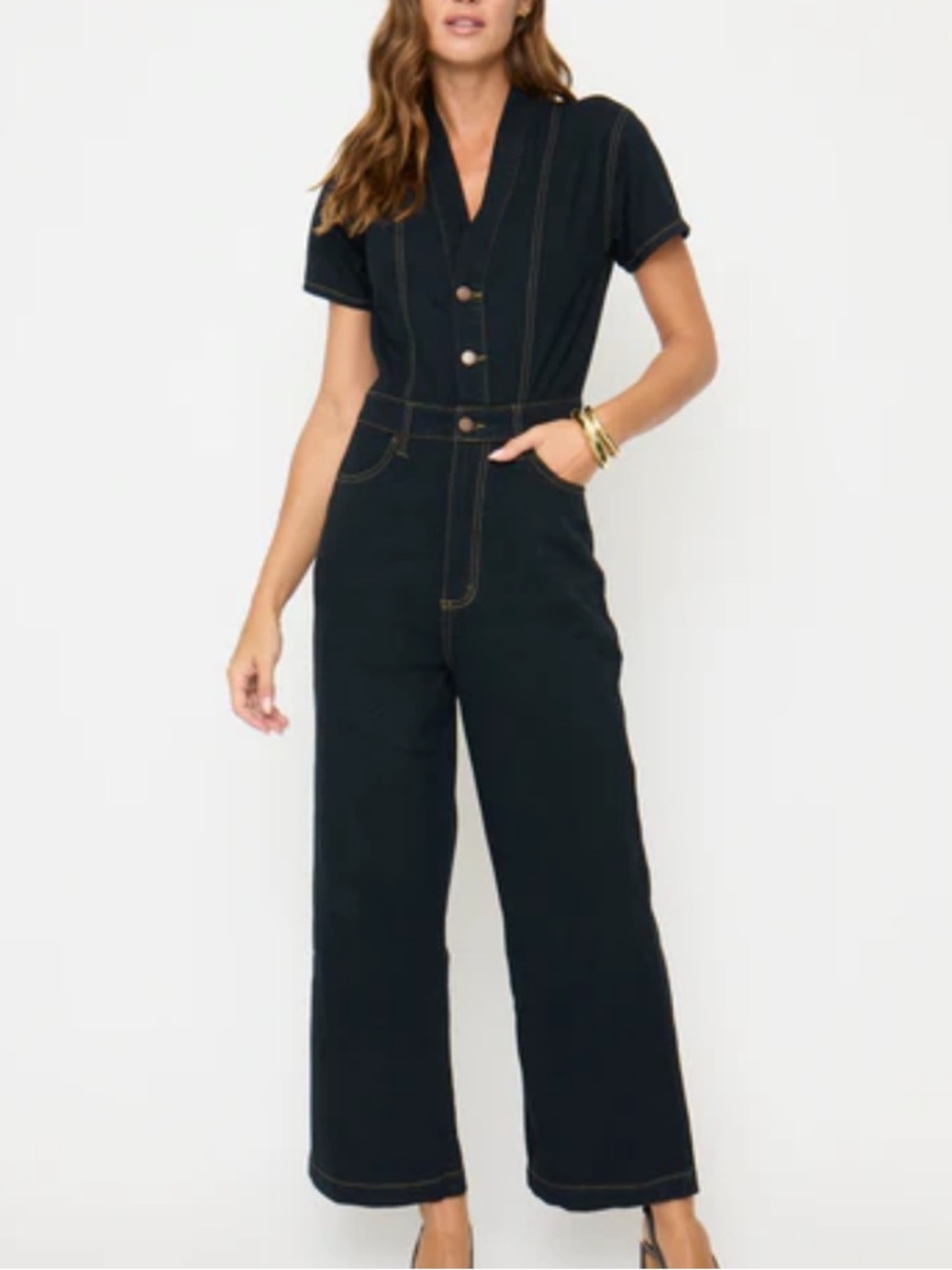 Oliver Logan Ashby Coverall Faded Black NWT XS Wide Leg Utility Jumpsuit